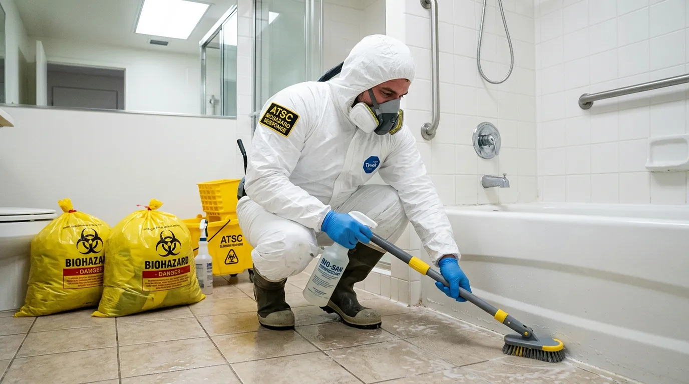 Decontamination equipment deployed for Blood Cleanup in Woodside